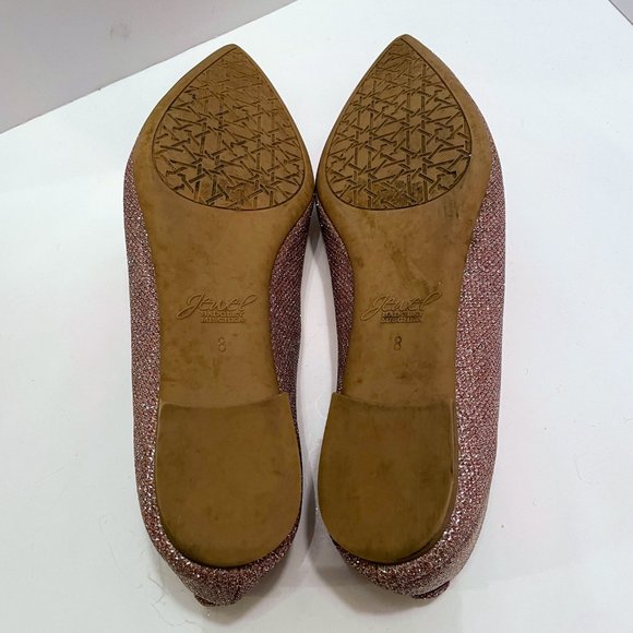 Jewel Badgley Mischka Pink & Silver Pointy Toe Flats with Gem Embellishment Sz.8 - Picture 8 of 11